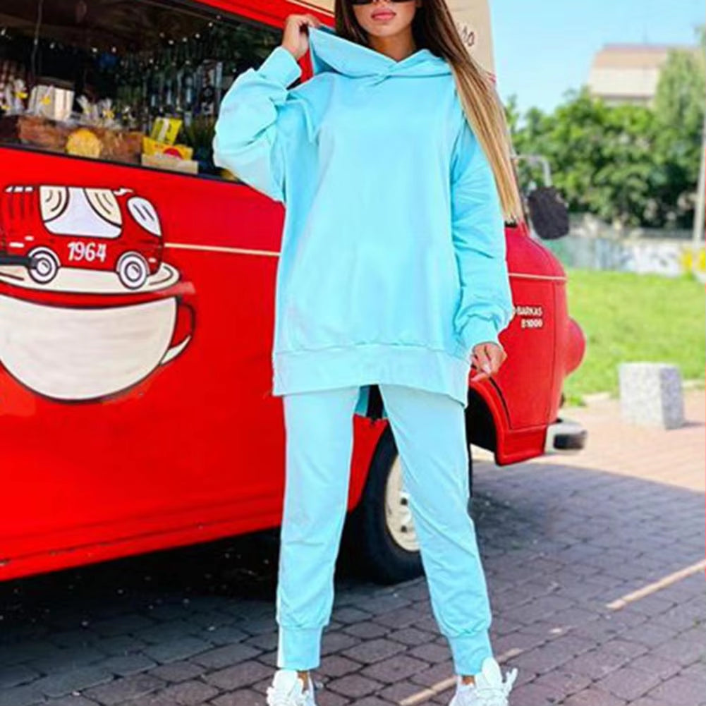 Winter Chic Oversized Tracksuit Back Zipper Long Hoodie + Pants Set Street Sportswear Pullover Hip-Hop Two-Piece Women Outfits